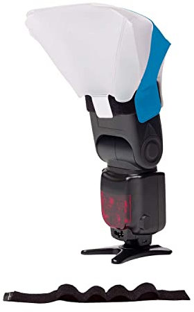 LumiQuest Ultrasoft Frosted Light Diffuser, Compact Light Modifier with UltraStrap Bundle, Universal Classic Design for External Camera Flashes, Neon Blue