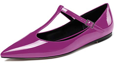 elashe - Scarpe da Donna - Ballerine - Ballerinas Scarpe Basse-T-Strap - Classic Flats Viola EU38