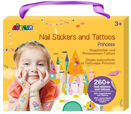 Avenir Creative Set Nail Stickers & Tattoos, Princess, Temporary Stickers for Children from 3 Years, 6308206