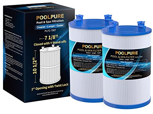 POOLPURE C-7367 Spa-Filter ersetzt PD075-2000, Dimension One 1561-00, Filbur FC-3059, Excel Filters XLS-7005, Aladdin 17541, Baleen AK-60035, 75 m² Whirlpool-Filterkartusche, 2 Stück