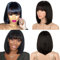 DÉBUT Echthaar Perücke mit Pony kurz Perücke Bob Pixie 10A brasilianisches Virgin Remy Hair 25cm 103g (25 cm, 1B)