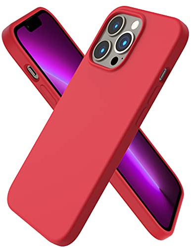 ORNARTO kompatibel mit iPhone 13 Pro 6,1 Silikon Case, Hülle Ultra Dünne Voller Schutz Flüssig Silikon Handyhülle Schutz für iPhone 13 Pro (2021) 6,1 Zoll-Rot