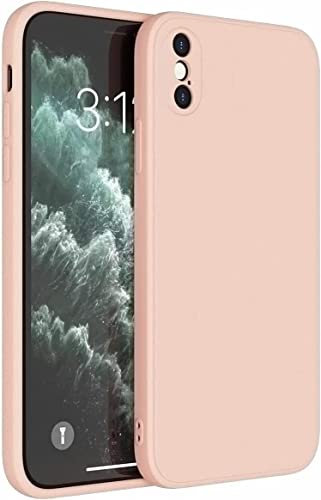 Mixroom - Coque étui pour iPhone X/iPhone XS protection couvre appareil photo en silicone TPU mat avec bords plats couleur rose