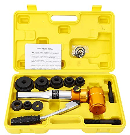 Perforatrice hydraulique en tôle - Perforatrice en tôle - Poinçon - Outil hydraulique - Cylindre - Pompe hydraulique - Dans un coffret - 22-60 mm - Convient pour la perforation du métal.