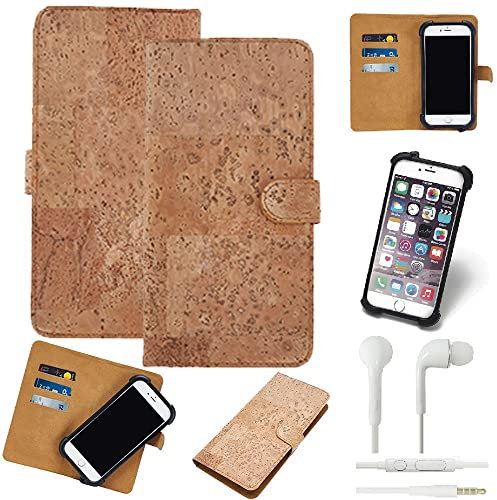 K-S-Trade Qualitativ & Innovativ Hülle Für LG Electronics K40 + In Ear Kopfhörer Kork Handyhülle Cover Schutzhülle TPU Case Bumper In Hellbraun,