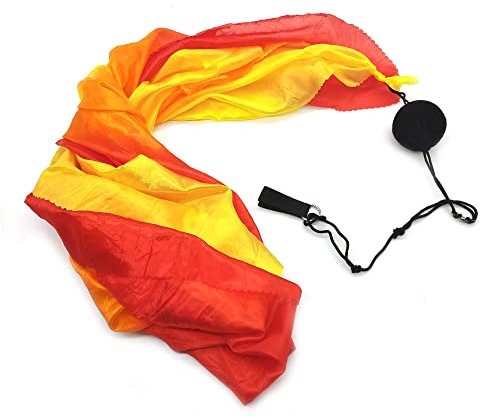 Hayaww BäLle FüR Bauchtanz, Bauchtanz-Poi-Luftschlangen Seidenschleier Mit Poi-Kugel Schwingen Bauchtanz Bauchtanz-Seidenschleier Poi Streamer Wurfball FüR Bauchtanz-Performance (Gelb + orange + rot)