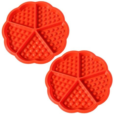 Cyrank Stampo per waffle in silicone, 2 pezzi Stampi per waffle in silicone a forma di cuore Stampo per muffin in silicone antiaderente a 5 cavità Stampo per waffle da forno