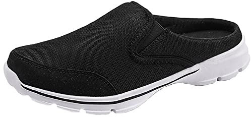 Sisttke Hausschuhe Damen Clogs Herren Slip On Pantoffeln Sommer Outdoor Atmungsaktiv Bequeme Gartenschuhe rutschfest Schlupfschuhe Slipper,Schwarz-JJ,48 EU