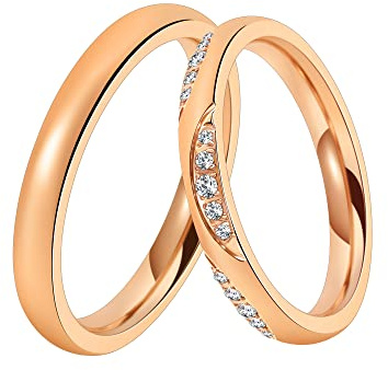 DOOSTI Trauring/Ehering/Partnerring INSPIRATION ROSE Chirurgischer Edelstahl 316L - hochwertiger Edelstahlring Rosegold vergoldet Damen und Herren Variante Mit Gratis Gravur