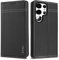 Hülle Echt Leder für Samsung Galaxy S23 Ultra 5G - Premium Echte Lederhülle mit Standfunktion und Kartenfach Flip Case Ledertasche Handyhülle Schutzhülle Klapphülle - Schwarz