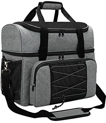 HUIOP Portable Bowling Tote Bag with Padded Ball Holder for Double Balls and Pair of Bowling Shoes up to Mens 16