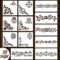 Qpout 12 Pièces Pochoirs d'angle de Fleur, Pochoirs de Bordure de Conception de Totem Tribal de Fleur pour Peinture sur Mur Meubles en Bois Panneau de Porcelaine Plancher Cadre Photo Scrapbook