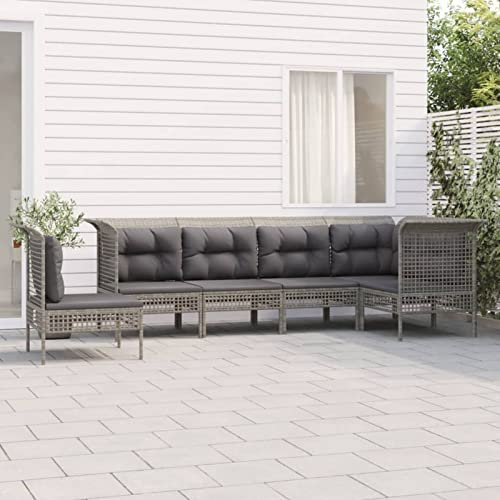 Tidyard 6-TLG. Gartenlounge, Balkonlounge, Gartensofa, Terrassensofa, Loungesofa Outdoor, Loungemöbel Garten Rattan, Terrassen Sitzmöbel, Gartenmöbel Set Rattan wetterfest