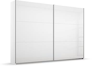 Rauch Möbel Aurelio Schrank Kleiderschrank Schwebetürenschrank, Hochglanz Weiß/Alpinweiß, 2-türig, inkl. 3 Kleiderstangen, 3 Einlegeböden BxHxT 261x210x59 cm