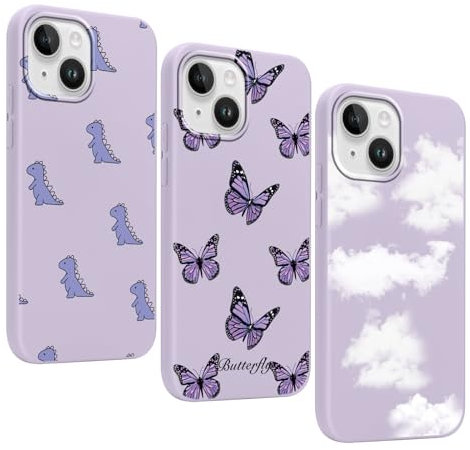 Yoedge 3 Stück Handyhülle für iPhone 14/iPhone 13 Hülle 6,1,Schmetterling Muster Design Frauen Mädchen Aesthetic Handyhülle Dünn Weich Schlanke Silikon TPU Flexible Stoßfest Schutzhülle für iPhone 13