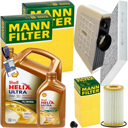 BandelOne enthält Mann Inspektionspaket+6L Shell 0W-30 Motoröl passend für Q7 4M Touareg Tdi