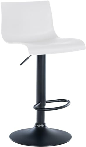 CLP Barhocker Branford I Modern, Höhenverstellbar Mit Lehne I Metallgestell, Bequemer Sitz I Küchenstuhl Oder Esszimmerstuhl, Farbe:weiß, Material:Kunststoff