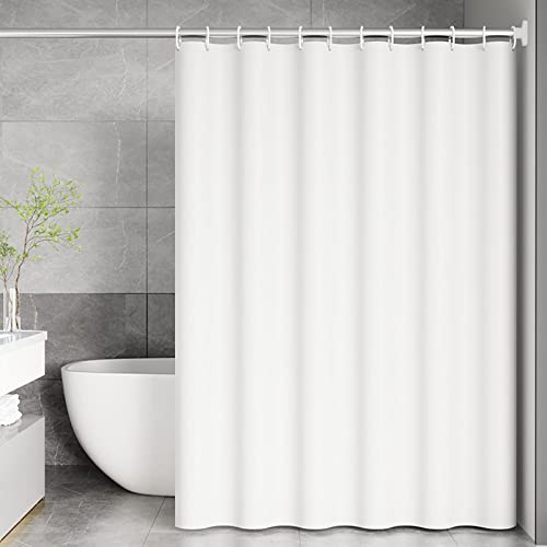 KnSam Rideau Douche, Blanc, 200x240cm, Simple Moderne, PEVA, Rideau Salle de Bain Imperméable avec Anneaux