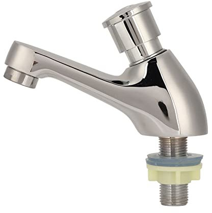 Robinet de Lavabo, Robinet Eau Froide Unique à Fermeture Automatique G1/2, Bouton-Poussoir à Temporisation, Robinet économie Eau évier pour Salle de Bains, Cuisine, Hôtel