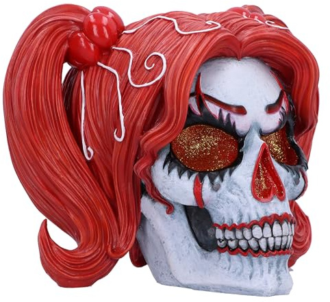 Nemesis Now Drop Dead Gorgeous Clown-Puppenschädel mit Glitzeraugen, 19 cm, aus feinstem Kunstharz, fachmännisch handbemalt