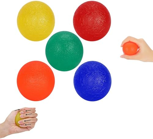 5 Stück HandTherapieBälle,antistressball,Stressbälle,Gymnastikball, Eiförmige Griffbälle, Anti Stress Ball,Griffstärkung – Geschenkpackung mit Stressbällen für Krafttrainingsgeräte