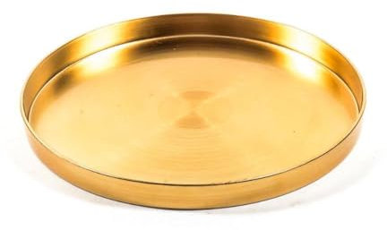 Magie di Natale Bandeja decorativa redonda de plástico color dorado decoraciones navideñas