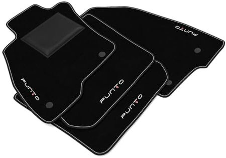 DHCarMats | Autofußmatten für FIAT Punto EVO 2009-2012 Gestickt | Auto Matten Teppich Maßgeschneidert | Autozubehör -Kompletter Satz für vorne und hinten