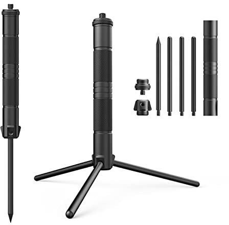 QRONCES Trépied réglable - Portable - Lumière d'extérieur - Avec inserts - Support pour appareil photo - Pour camping, sac à dos, randonnée