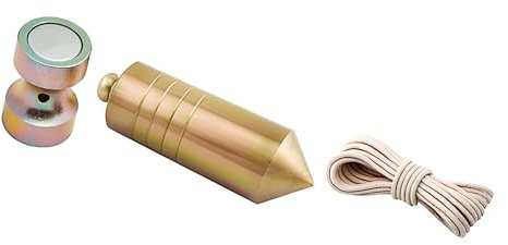 Bricoloco Plomada de albañil magnética de acero cincado con nuez y cuerda de nylon para trabajos de construcción, metalurgia, carpintería. (3000, Gramos)