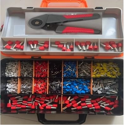 Preciva Pinza Crimpatrice 0,25-16 mm² con 1300 ghiere a filo singole e doppie, set di pinze per capicorda, regolabili, per l'industria, pinze a crimpare per il fai da te