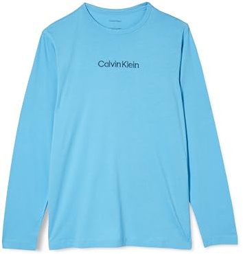 Calvin Klein Men’s Crew Neck Long Sleeve Top, Blue (Ethereal Blue), M