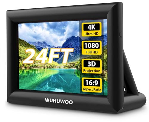 Pantalla inflable de cine al aire libre, pantalla de proyector inflable de 24 pies para exteriores con soplador de aire y bolsa de transporte, soporte de proyección frontal y trasera, fácil de