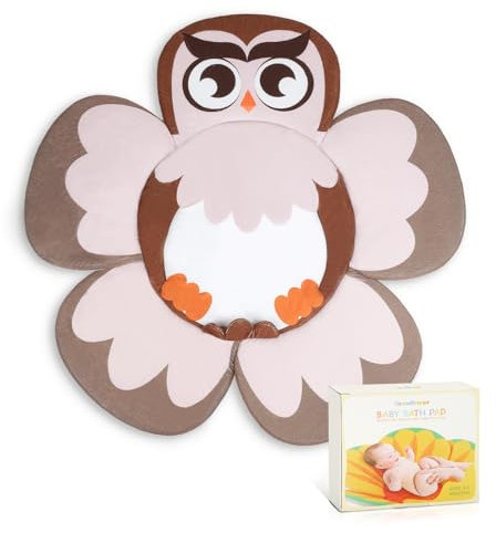 Fiore da Bagno per Lavabo,Vasca da Bagno a Fiori Antiscivolo per Neonati 0-6 mesi, Morbido Cuscino da Bagno per Lavabo per Bambini, Essenziali per il Bagnetto dei Neonati,Gufo