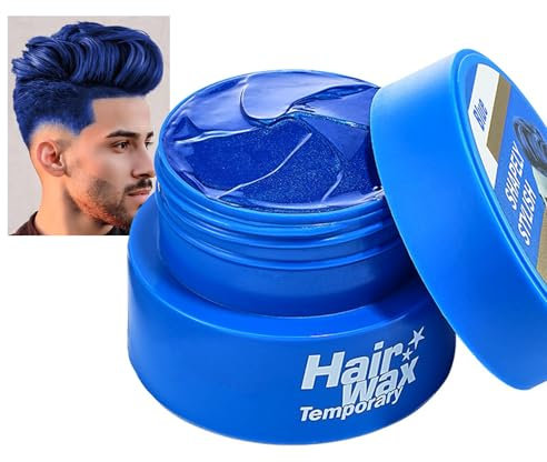 Blau Haartönung Temporäre Haarfarbe 2,8 Unzen, Blue Haarwachs Styling Haartone Wax für Männer Frauen, Instant Hair Cream Mud Natürliche Frisur Pomade, Haarfärbemittel Haar Wach für Party & Cosplay
