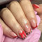 Mrltau 24 Pieces Red French Tip Artificial Nails Short, Leopard Print Press on Nail Short