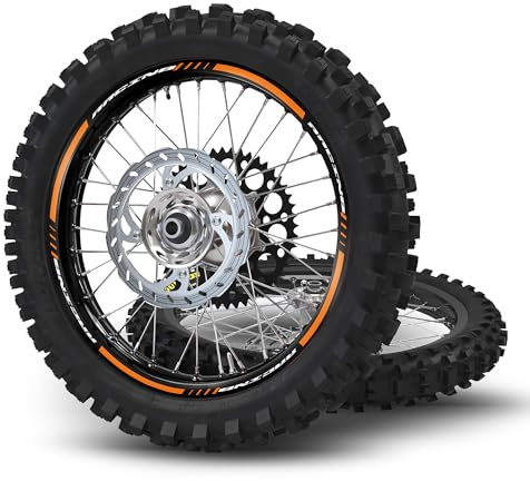 Kit Adesivi Cerchi Universali per Motocross Enduro Ruote da 18 19 21 pollici Compatibili con Ktm Honda Beta Husqvarna Suzuki Kawasaki Fantic GasGas Racing (Arancione)