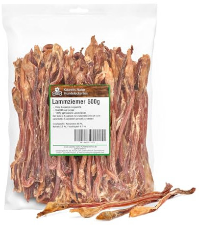 Kaureks Natur Lammziemer 500g ca. 20 cm, wie Rinderziemer, Ochsenziemer, Kopfhaut für Hunde