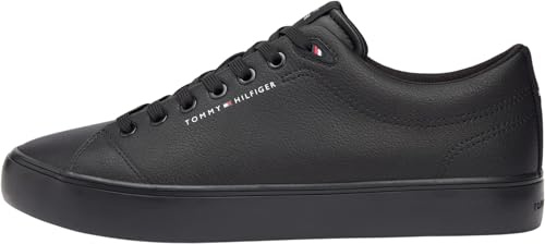 Tommy Hilfiger Herren Vulcanized Sneaker Core Low aus Leder, Schwarz (Triple Black), 40
