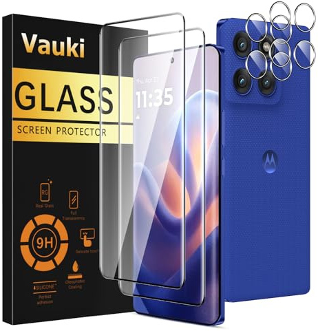 Vauki Protector Pantalla Para Motorola Edge 60 Pro con Protectora Lente Cámara [2+2 Piezas] Dureza 9H Cristal Templado Antiarañazos Antihuellas Sin Burbujas Transparente Vidrio Película