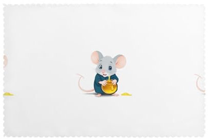 HYTTER Little Mouse Stealing Oil Prints Placemats Set of 6 12x18in - Premium Quality Heat Resistant Table Mats for Dining Table Decor