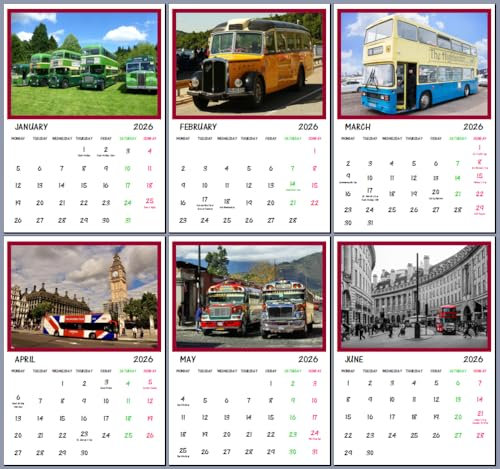 Bus 2026 Wall Calendar A4 Size Buses