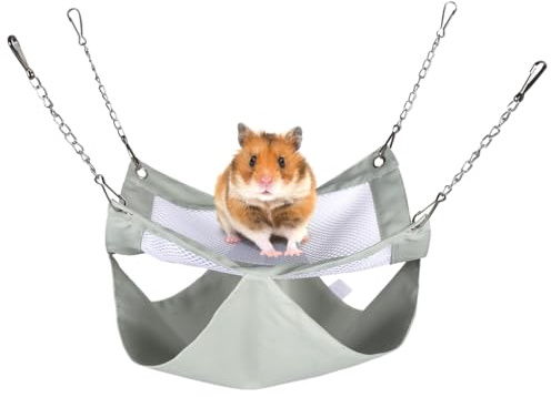 MiOYOOW Meerschweinchen Hängematte, Doppellagiges Frettchen Bett, Atmungsaktives Netzgewebe, Wasserdichtes Hängendes Haustier Versteck für Rattenpapageien, Die Im Sommer Spielen und Schlafen
