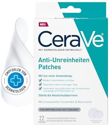CeraVe Anti-Unreinheiten Patches Transparente Anti-Pickel-Pflaster für unreine und zu Akne neigende Haut