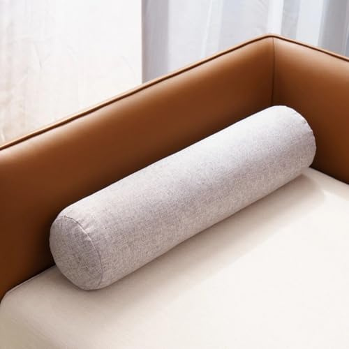 AQIGR Lange Nackenrolle 15x60 20x80 20x120 cm, weich u. formstabil, Füllkissen aus flauschigem Schaumstoff, Nacken Beinkissen für Bett und Couch(Hellgrau,20x80cm)