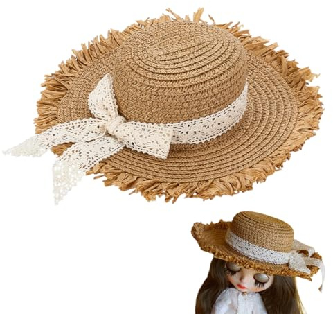 FINGERINSPIRE Mini Strohhüte Zum Basteln 87.5mm Durchmesser Kleine Strohhüte In Burlywood Farbe Mit Weißer Schleife Kleine Cowboy DIY Dekorationen Strickzubehör Gewebte Kappe Zum Selbermachen