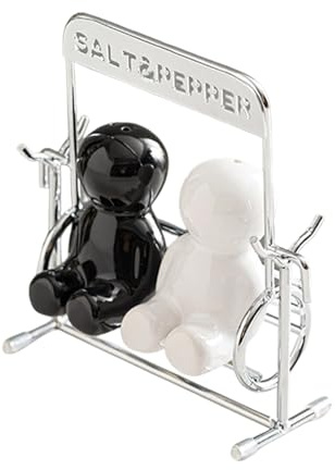Contemporary Ceramic Salt Pepper Shaker with Secure Lid Space Saving Kitchenwares for Countertops Decoration Swing Figure Kitchens Jars