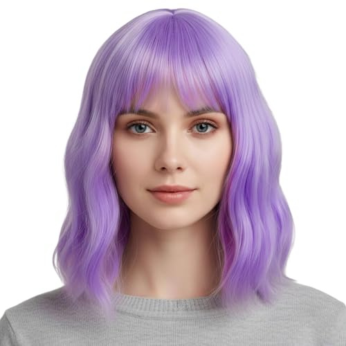 Purple Wig, Lilac Wig for Women, Dark Purple Wigs, Funny hairpiece for Women Props Suitable for Party Carnivals and Role-Playing(35CM)