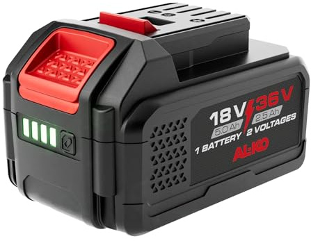 AL-KO Akku B100.6 Li, 18 V / 36 V 1 Battery - 2 Voltages Serie (5 Ah / 2.5 Ah) Li-Ion Akku, mit Ladestands-Anzeige, kein Memory-Effekt