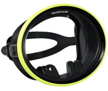 Hellery Diving Visor with Strengthened Glass Lightweight Snorkeling Diving Visor with Silicone Seal Anti Fog for Divers , Black Fluorescent Yellow