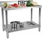 Royal Catering RCAT-120/60-N Tavolo da Lavoro Piano di Lavoro per Cucina con Alzatina (120 x 60 x 85 cm, Carico max. 110kg, Piedini regolabili, Acciaio inox)